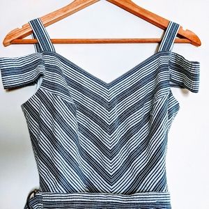 WHBM COLD-SHOULDER STRIPED SUNDRESS